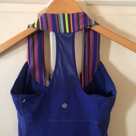 Womens Lululemon Scoop Neck Tank Royal Blue and Stripes Size 4 - Picture 6 of 11